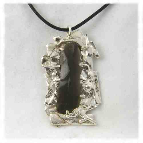 Obsidian fused pendant
